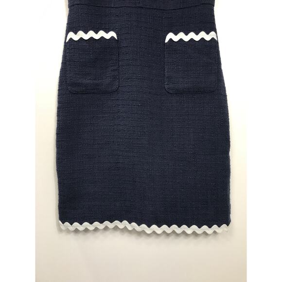 J. Crew Navy Tweed Dress Rickrack Scallop Trim Women's 4 Classic Office Business - Picture 6 of 13
